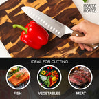German Steel 7" Santoku Knife | Professional Sharp Multipurpose Kitchen Knife