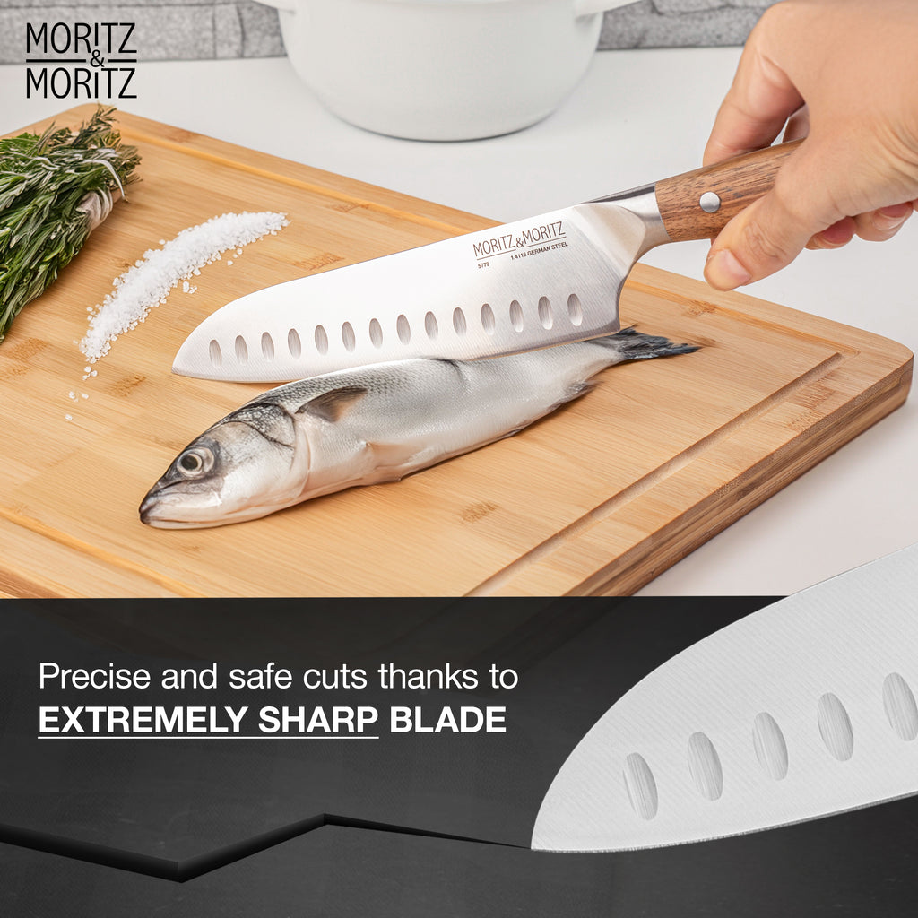 German Steel 7" Santoku Knife | Professional Sharp Multipurpose Kitchen Knife