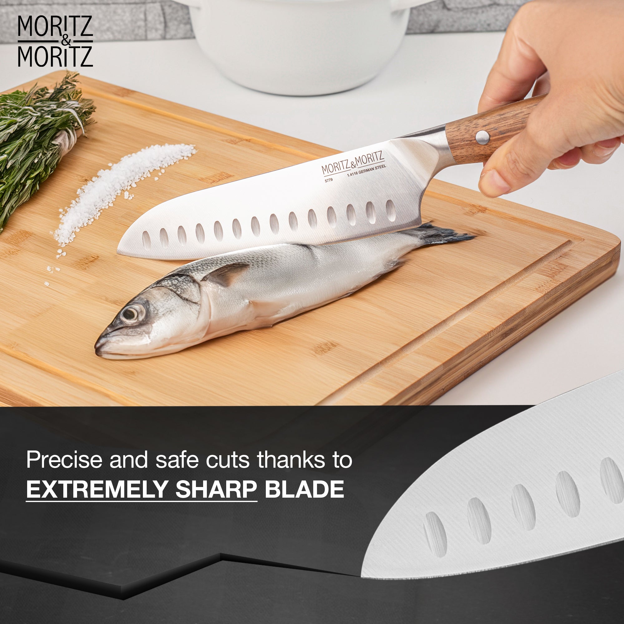 German Steel 7" Santoku Knife | Professional Sharp Multipurpose Kitchen Knife