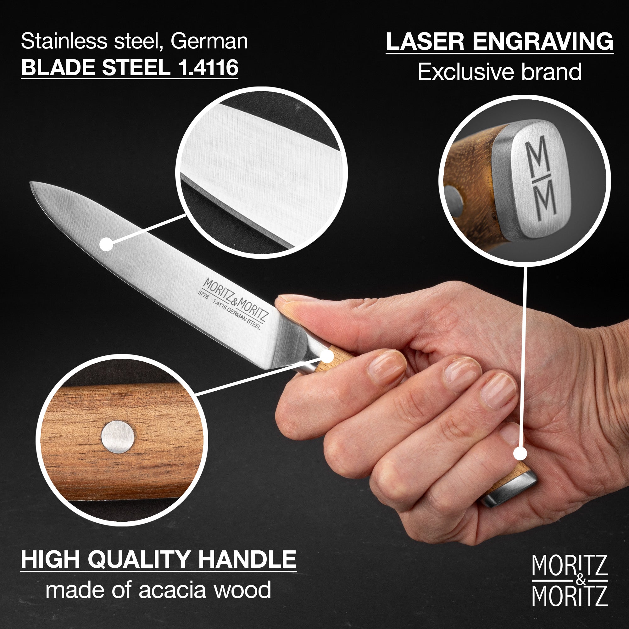 German Steel 5" Utility Knife | Professional Multipurpose Kitchen Knife