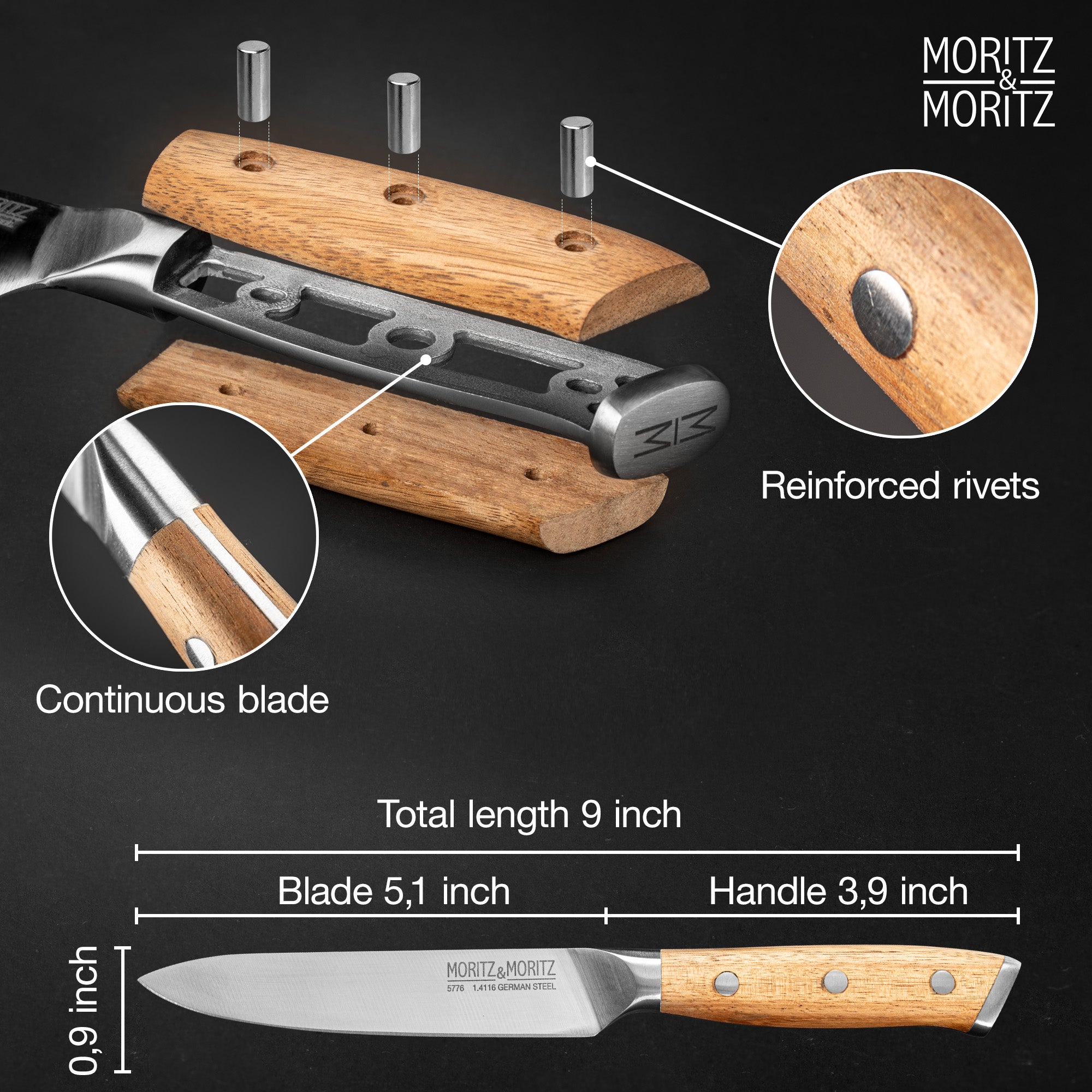German Steel 5" Utility Knife | Professional Multipurpose Kitchen Knife