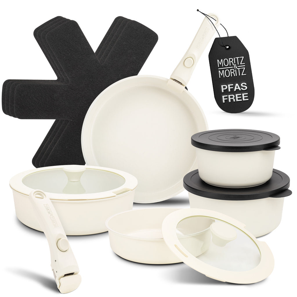 15-Piece Cast Aluminum Pot and Pan Set – Nonstick Cookware with Lids & Utensils
