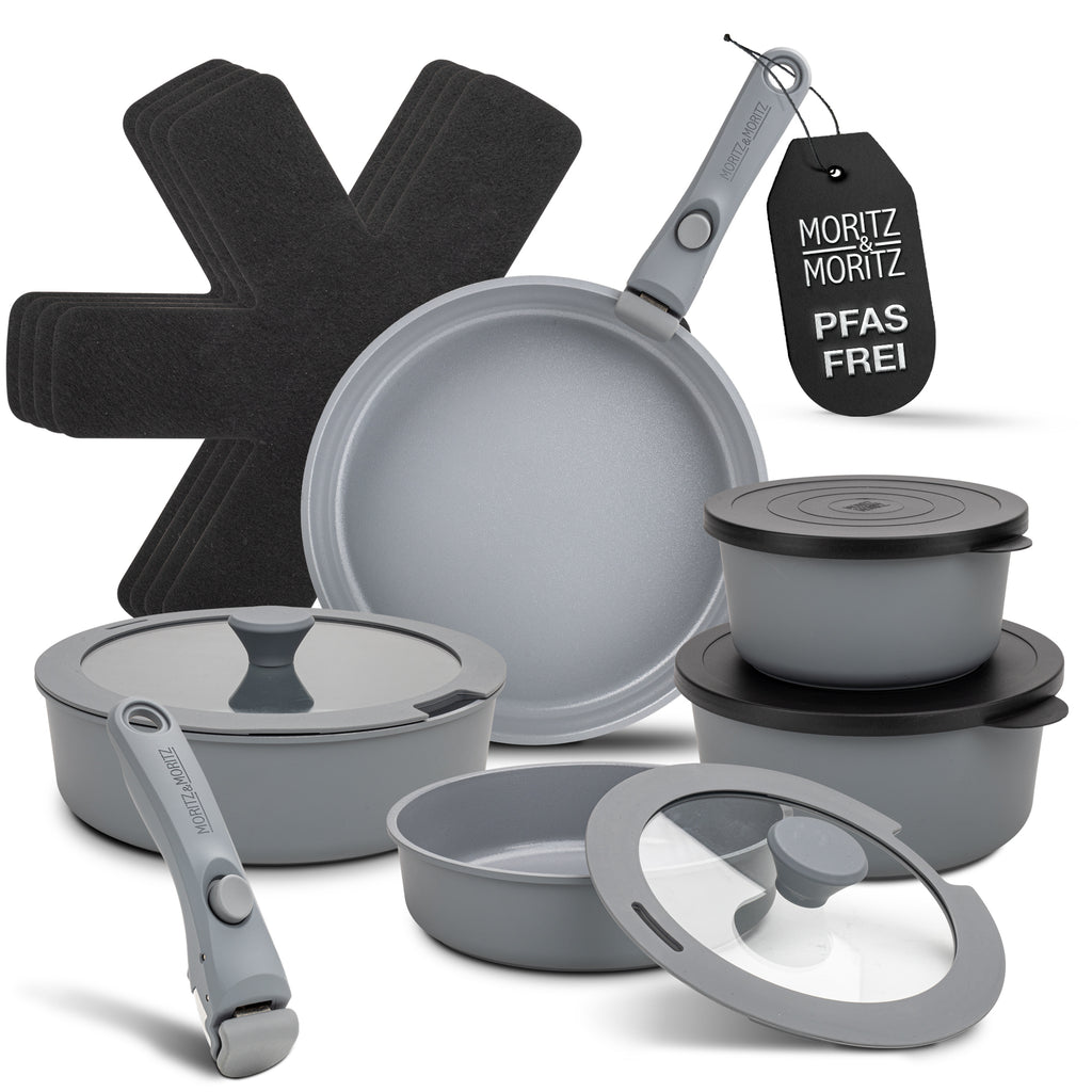 15-Piece Cast Aluminum Pot and Pan Set – Nonstick Cookware with Lids & Utensils