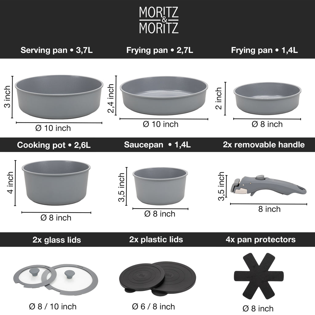 15-Piece Cast Aluminum Pot and Pan Set – Nonstick Cookware with Lids & Utensils