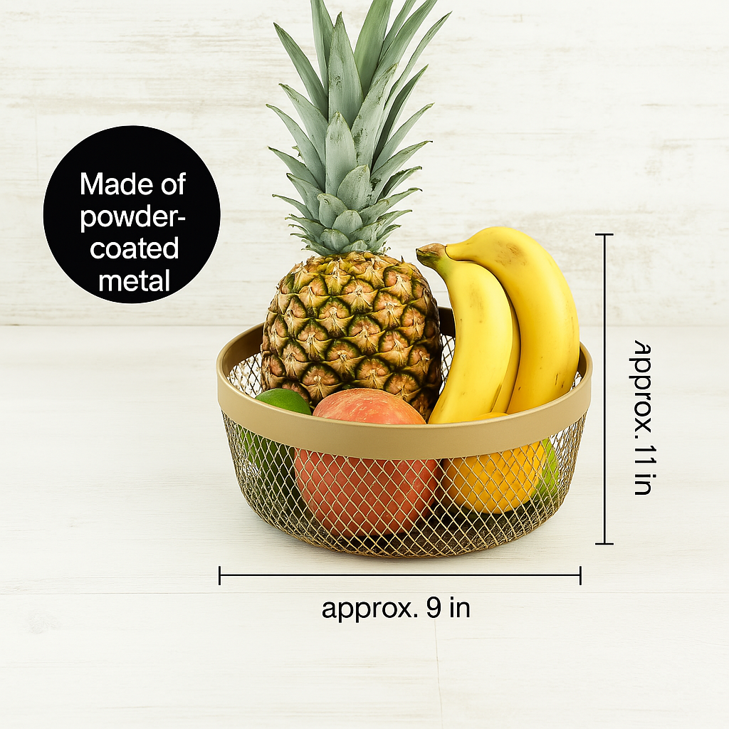 10 Inch Wire Fruit / Vegetable Bowl, includes Zester, Multiple Colors